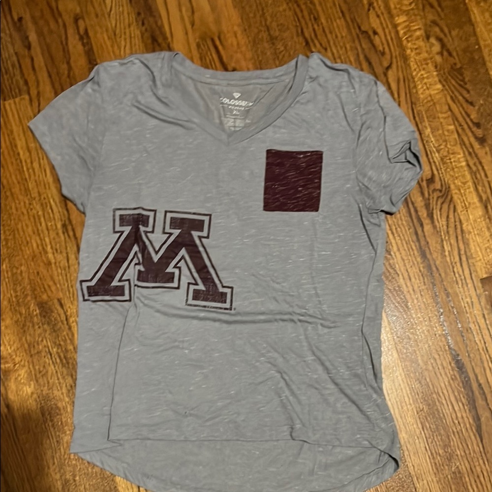Champion Gray Tee with Maroon Accents